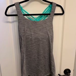 Grey/Teal Tank Top with built in bra